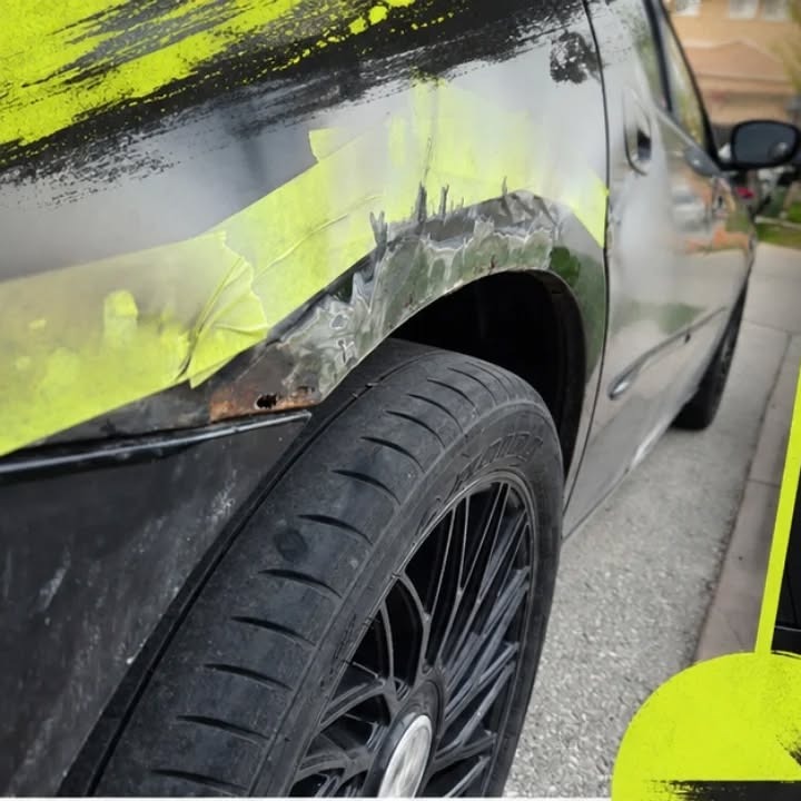 Rear wheel arch during rust repair