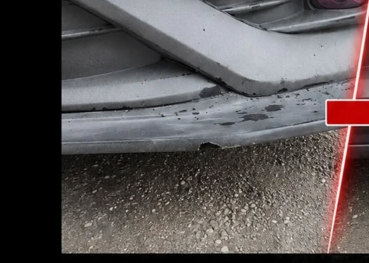 Damaged front lip before repair
